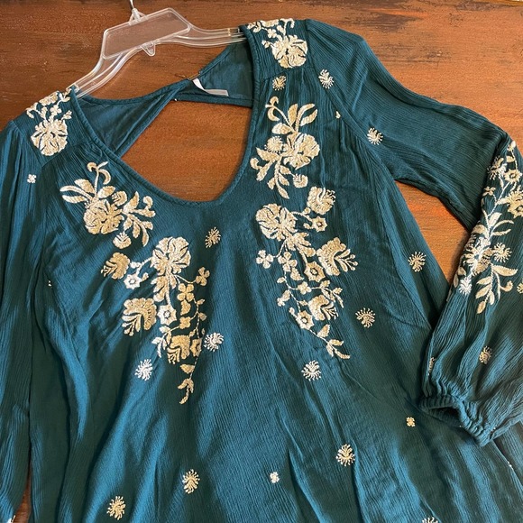 Free People Sweet Tennessee Embroidered Mini Swing Dress Size Small - Picture 2 of 7